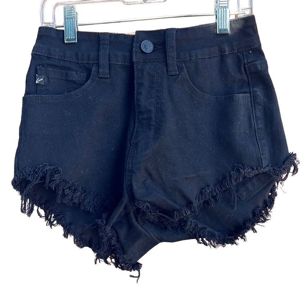 KanCan Black Denim Shorts Frayed Hem High‎ Rise Casual Cute